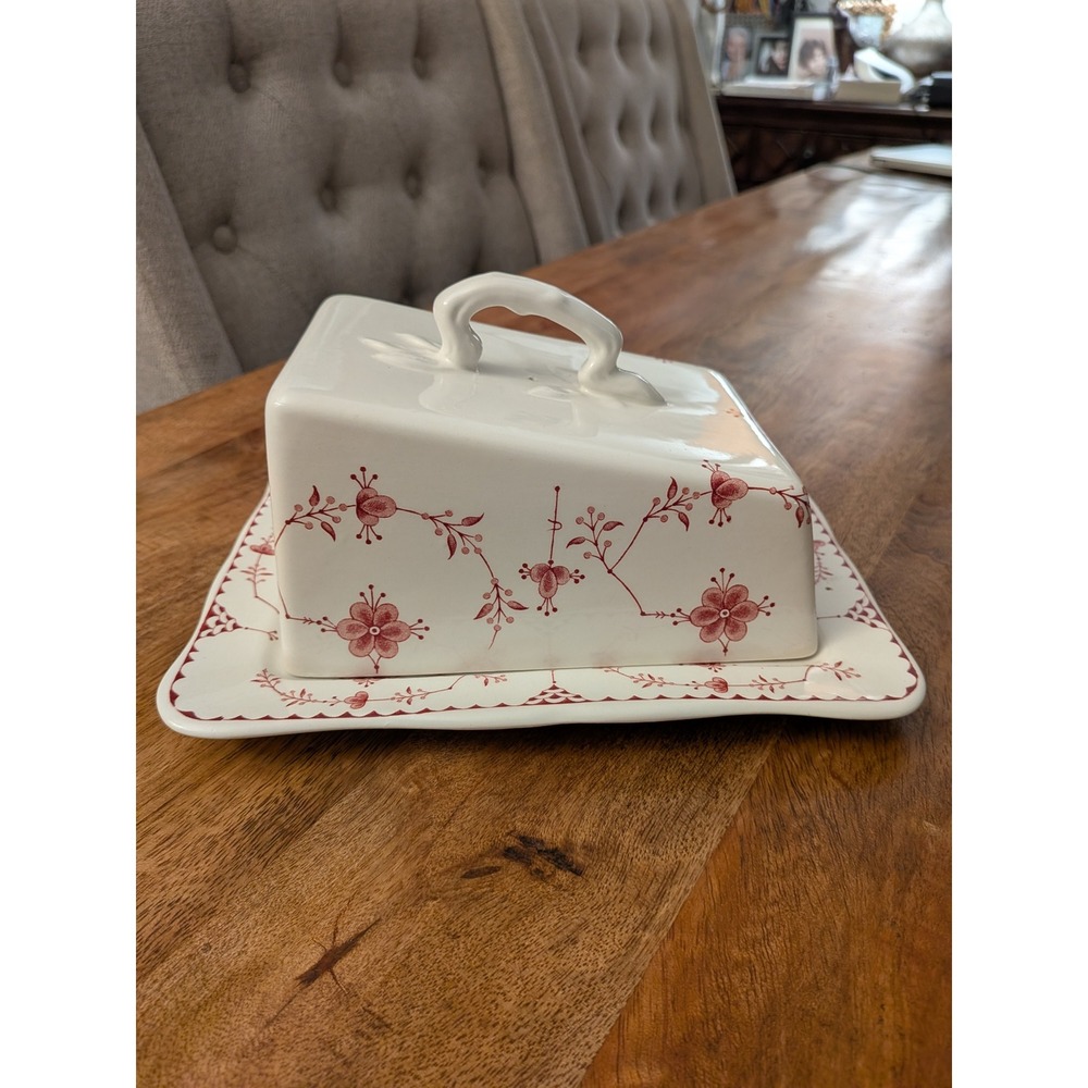 Vtg Franciscan Erica Pink Covered Butter Dish Set 1980s English Ironstone Rare